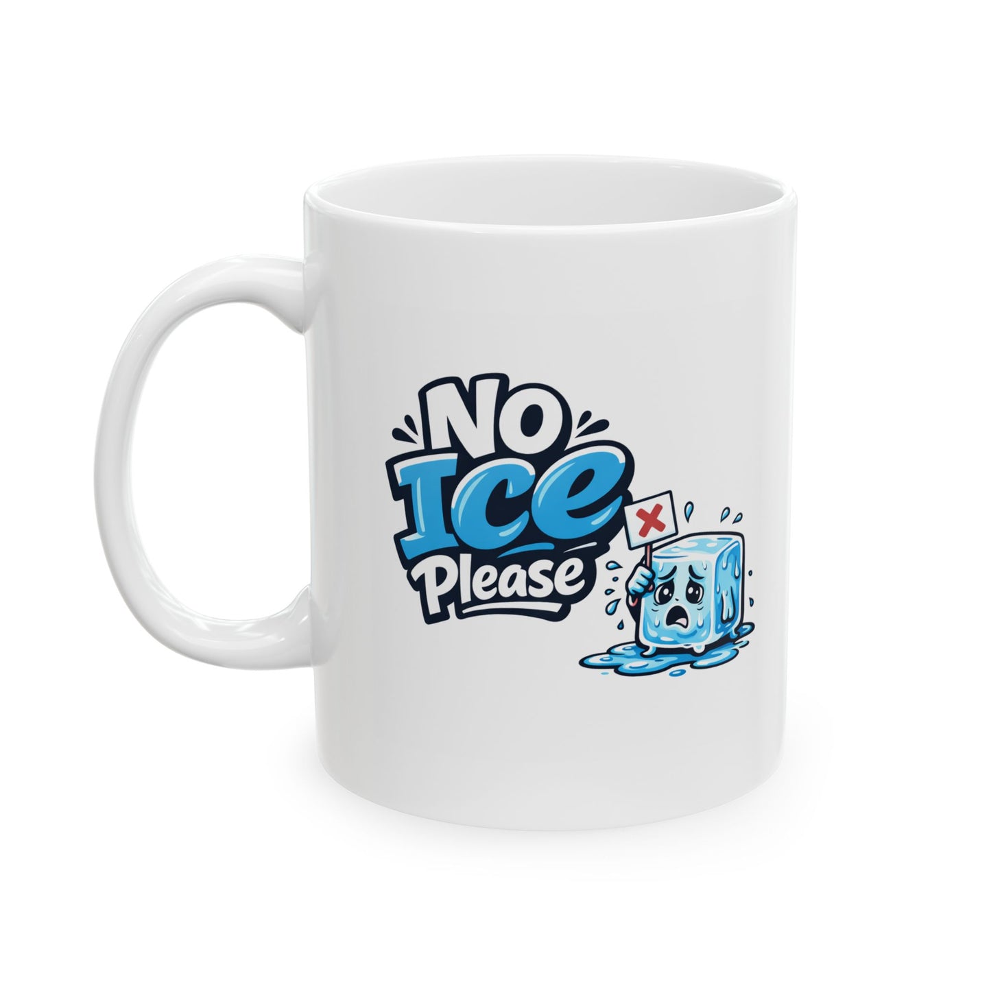 Coffee Mug - 'No Time For Drama' Cute Ice Cube Illustration Ceramic Mug (11oz, 15oz)