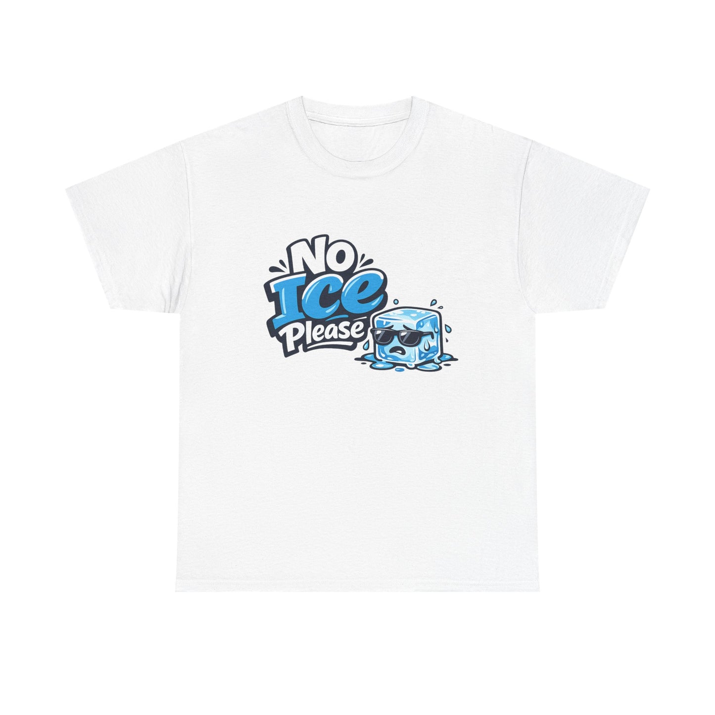 T-Shirt — "No Ice Please" Funny Melted Ice Cube Graphic Tee